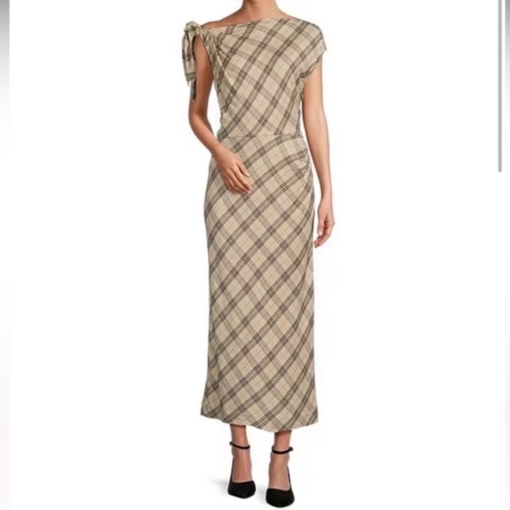 Antonio Melani plaid print sheath midi dress.